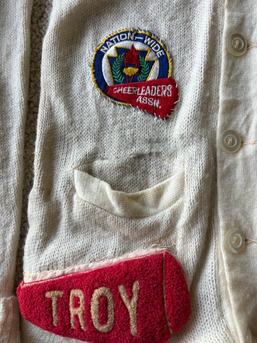 RARE 1950s Troy Cheerleader Cardigan Coquette Letterman VTG S - Picture 4 of 11